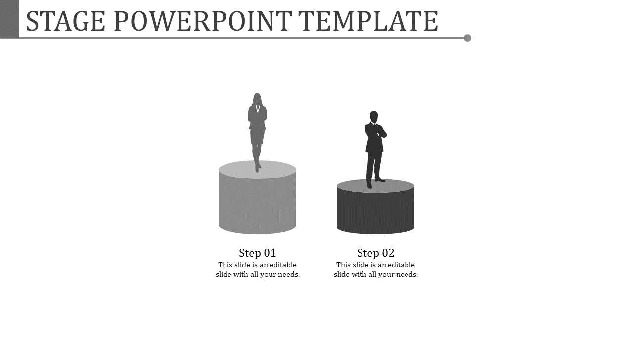 Editable Stage PowerPoint Template In Grey Color Slide